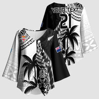 Fiji New Zealand Rugby Personalised Kimono Sleeve Blouse Maori and Tapa Pattern - Polynesian Pride