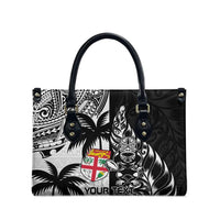 Fiji New Zealand Rugby Personalised Leather Bag Maori and Tapa Pattern - Polynesian Pride
