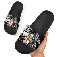 Fiji New Zealand Rugby Personalised Slide Sandals Maori and Tapa Pattern LT9 - Polynesian Pride
