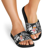 Fiji New Zealand Rugby Personalised Slide Sandals Maori and Tapa Pattern LT9 - Polynesian Pride