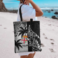 Fiji New Zealand Rugby Personalised Tote Bag Maori and Tapa Pattern - Polynesian Pride