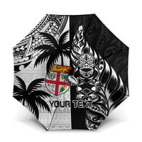 Fiji New Zealand Rugby Personalised Umbrella Maori and Tapa Pattern - Polynesian Pride