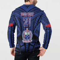 Custom Manu Samoa Sevens Rugby Button Sweatshirt Samoan Tribal Tattoo