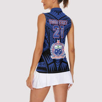 Custom Manu Samoa Sevens Rugby Women Sleeveless Polo Shirt Samoan Tribal Tattoo LT9 - Polynesian Pride