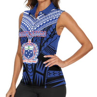 Custom Manu Samoa Sevens Rugby Women Sleeveless Polo Shirt Samoan Tribal Tattoo LT9 - Polynesian Pride
