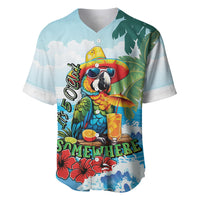 Funny Parrot Margarita Five O'clock Somewhere Baseball Jersey LT9 Blue - Polynesian Pride