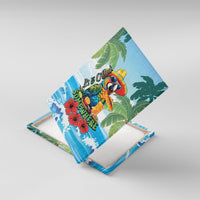 Funny Parrot Margarita Five O'clock Somewhere Canvas Wall Art LT9 With Frame Blue - Polynesian Pride