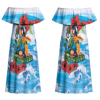 Funny Parrot Margarita Five O'clock Somewhere Couples Matching Off Shoulder Maxi Dress and Long Sleeve Button Shirt LT9 - Polynesian Pride