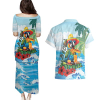 Funny Parrot Margarita Five O'clock Somewhere Couples Matching Puletasi and Hawaiian Shirt LT9 - Polynesian Pride