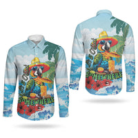 Funny Parrot Margarita Five O'clock Somewhere Couples Matching Puletasi and Long Sleeve Button Shirt LT9 - Polynesian Pride