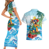Funny Parrot Margarita Five O'clock Somewhere Couples Matching Short Sleeve Bodycon Dress and Hawaiian Shirt LT9 - Polynesian Pride