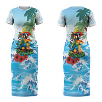 Funny Parrot Margarita Five O'clock Somewhere Couples Matching Short Sleeve Bodycon Dress and Long Sleeve Button Shirt LT9 - Polynesian Pride