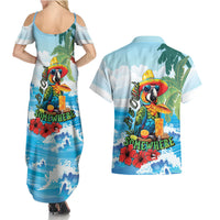 Funny Parrot Margarita Five O'clock Somewhere Couples Matching Summer Maxi Dress and Hawaiian Shirt LT9 - Polynesian Pride