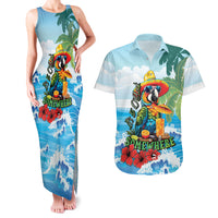 Funny Parrot Margarita Five O'clock Somewhere Couples Matching Tank Maxi Dress and Hawaiian Shirt LT9 Blue - Polynesian Pride