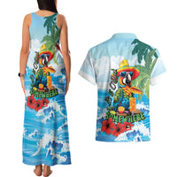 Funny Parrot Margarita Five O'clock Somewhere Couples Matching Tank Maxi Dress and Hawaiian Shirt LT9 - Polynesian Pride