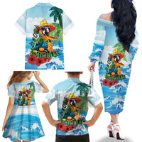 Funny Parrot Margarita Five O'clock Somewhere Family Matching Off The Shoulder Long Sleeve Dress and Hawaiian Shirt LT9 - Polynesian Pride