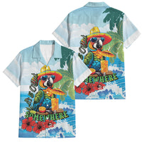 Funny Parrot Margarita Five O'clock Somewhere Family Matching Off Shoulder Maxi Dress and Hawaiian Shirt LT9 Dad's Shirt - Short Sleeve Blue - Polynesian Pride