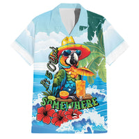 Funny Parrot Margarita Five O'clock Somewhere Family Matching Off Shoulder Short Dress and Hawaiian Shirt LT9 Dad's Shirt - Short Sleeve Blue - Polynesian Pride