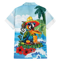 Funny Parrot Margarita Five O'clock Somewhere Family Matching Off Shoulder Short Dress and Hawaiian Shirt LT9 Dad's Shirt - Long Sleeve Blue - Polynesian Pride