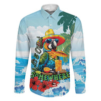 Funny Parrot Margarita Five O'clock Somewhere Family Matching Off Shoulder Short Dress and Hawaiian Shirt LT9 Daughter's Dress Blue - Polynesian Pride