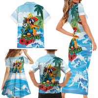 Funny Parrot Margarita Five O'clock Somewhere Family Matching Short Sleeve Bodycon Dress and Hawaiian Shirt LT9 - Polynesian Pride