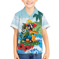 Funny Parrot Margarita Five O'clock Somewhere Kid Hawaiian Shirt LT9 Kid Blue - Polynesian Pride