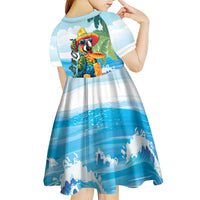 Funny Parrot Margarita Five O'clock Somewhere Kid Short Sleeve Dress LT9 - Polynesian Pride