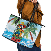 Funny Parrot Margarita Five O'clock Somewhere Leather Tote Bag LT9 - Polynesian Pride