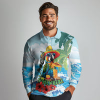 Funny Parrot Margarita Five O'clock Somewhere Long Sleeve Polo Shirt LT9 - Polynesian Pride