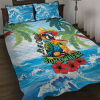 Funny Parrot Margarita Five O'clock Somewhere Quilt Bed Set LT9 Blue - Polynesian Pride