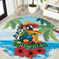 Funny Parrot Margarita Five O'clock Somewhere Round Carpet LT9 Blue - Polynesian Pride