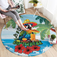 Funny Parrot Margarita Five O'clock Somewhere Round Carpet LT9 - Polynesian Pride