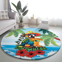 Funny Parrot Margarita Five O'clock Somewhere Round Carpet LT9 - Polynesian Pride