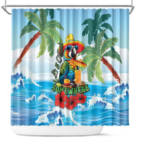 Funny Parrot Margarita Five O'clock Somewhere Shower Curtain LT9 Blue - Polynesian Pride