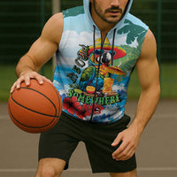 Funny Parrot Margarita Five O'clock Somewhere Sleeveless Zip Hoodie LT9 - Polynesian Pride