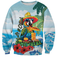Funny Parrot Margarita Five O'clock Somewhere Sweatshirt LT9 Unisex Blue - Polynesian Pride