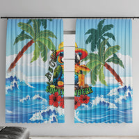 Funny Parrot Margarita Five O'clock Somewhere Window Curtain LT9 With Hooks Blue - Polynesian Pride