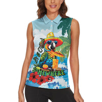 Funny Parrot Margarita Five O'clock Somewhere Women Sleeveless Polo Shirt LT9 - Polynesian Pride