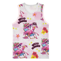 Hawaii Flamingo Hello Summer Basketball Jersey Hawaiian Quilt Pattern LT9 Unisex Pink - Polynesian Pride
