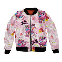 Hawaii Flamingo Hello Summer Bomber Jacket Hawaiian Quilt Pattern LT9 Unisex Pink - Polynesian Pride