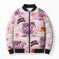 Hawaii Flamingo Hello Summer Bomber Puffer Jacket Hawaiian Quilt Pattern LT9 Unisex Pink - Polynesian Pride