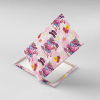 Hawaii Flamingo Hello Summer Canvas Wall Art Hawaiian Quilt Pattern LT9 With Frame Pink - Polynesian Pride