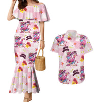 Hawaii Flamingo Hello Summer Couples Matching Mermaid Dress and Hawaiian Shirt Hawaiian Quilt Pattern LT9 Pink - Polynesian Pride