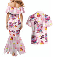 Hawaii Flamingo Hello Summer Couples Matching Mermaid Dress and Hawaiian Shirt Hawaiian Quilt Pattern LT9 - Polynesian Pride