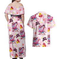 Hawaii Flamingo Hello Summer Couples Matching Off Shoulder Maxi Dress and Hawaiian Shirt Hawaiian Quilt Pattern LT9 - Polynesian Pride