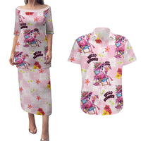 Hawaii Flamingo Hello Summer Couples Matching Puletasi and Hawaiian Shirt Hawaiian Quilt Pattern LT9 Pink - Polynesian Pride