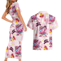 Hawaii Flamingo Hello Summer Couples Matching Short Sleeve Bodycon Dress and Hawaiian Shirt Hawaiian Quilt Pattern LT9 - Polynesian Pride