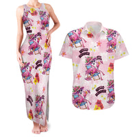 Hawaii Flamingo Hello Summer Couples Matching Tank Maxi Dress and Hawaiian Shirt Hawaiian Quilt Pattern LT9 Pink - Polynesian Pride
