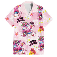 Hawaii Flamingo Hello Summer Family Matching Off The Shoulder Long Sleeve Dress and Hawaiian Shirt Hawaiian Quilt Pattern LT9 Dad's Shirt - Short Sleeve Pink - Polynesian Pride