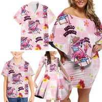 Hawaii Flamingo Hello Summer Family Matching Off Shoulder Short Dress and Hawaiian Shirt Hawaiian Quilt Pattern LT9 - Polynesian Pride